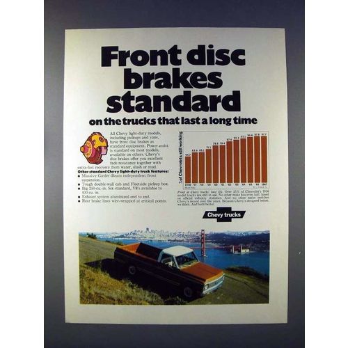 1972 Chevy Pickup Truck Ad - Front Disc Brakes Standard
