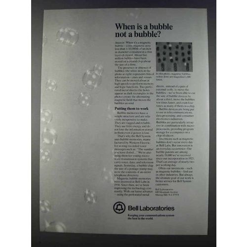 1980 Bell Laboratories Ad - When is a Bubble Not