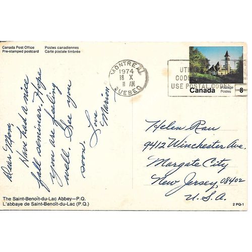 Canada #VC 87 Set 2-PQ-1 Postal Card USED Saint-Benoît-du-Lac Abbey-P.Q.