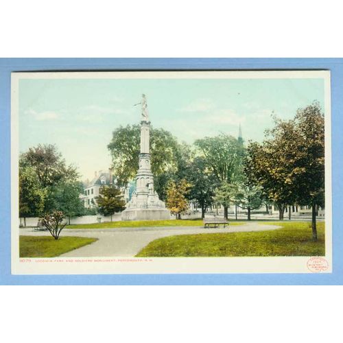 NH Portsmouth Goodwin Park & Soldiers Monument View park w/Soldiers Monume~1238