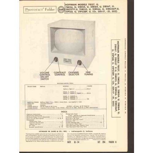 HOFFMAN chassis 301-17 301-21 302 TV television Sams Photofact manual