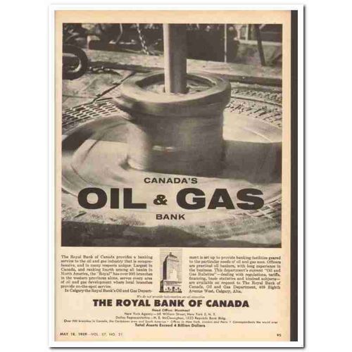 ROYAL BANK CANADA 1959 oil gas industry banking service vintage ad