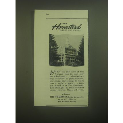 1945 The Homestead Resort Ad - The Homestead Virginia Hot Springs
