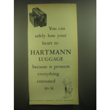 1945 Hartmann Luggage Ad - You can safely lose your heart to Hartmann Luggage