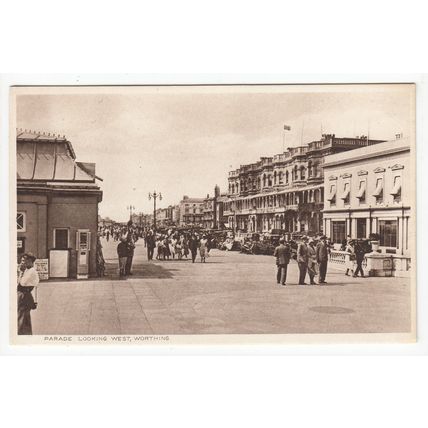 The Parade Looking West Worthing Postcard West Sussex