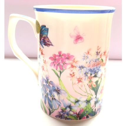 Butterfly & Flowers Pastel Shades Fine Ceramic Mugs - Comes Boxed 10 CM - 0030M