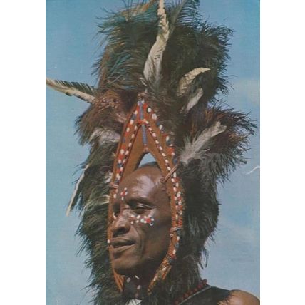 Nigerian African Kikuyu Dancer with Feather Hat Postcard