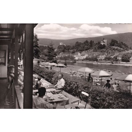 Neckarsteinach Strandbad Restaurant Hotel Germany Real Photo postcard