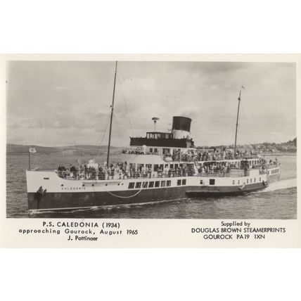 PS Caledonia Ship Paddle Steamer in 1965 at Gourock Postcard