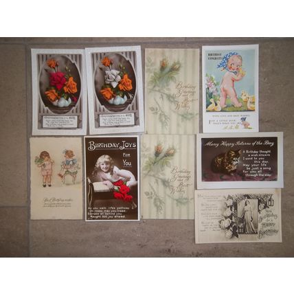 Mixed Lot of Old Birthday Postcards Excelsior Tuck's Valentine's