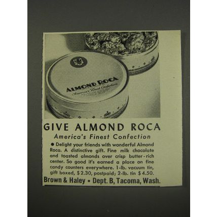 1956 Brown & Haley Almond Roca Advertisement - America's Finest Confection