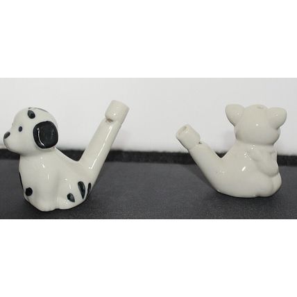 2 x Ceramic Water Whistles - Dog & Pig