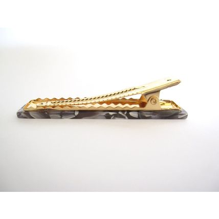 2 1/2 inch tan white gray multi-color marbled alligator hair clip barrette