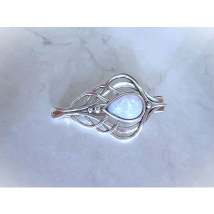 Smaller white oval stone metal alligator hair jewelry clip fine thin hair