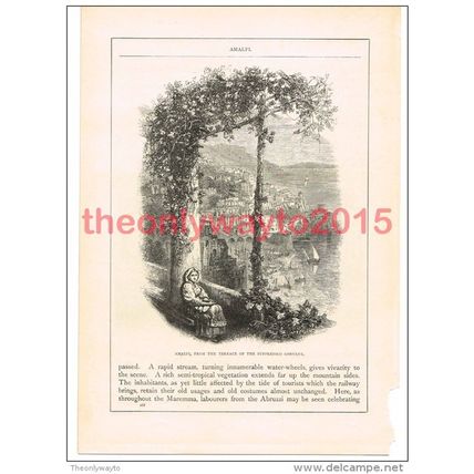 Amalfi from a Terrace, Italy, Book Illustration (Print), c1870