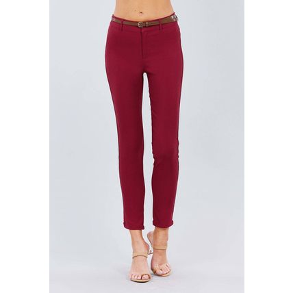 Belted Textured Long Pants