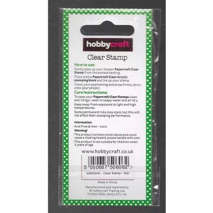 Hobbycraft. Star Stamp. Stamping Cardmaking Scrapbooking Crafts