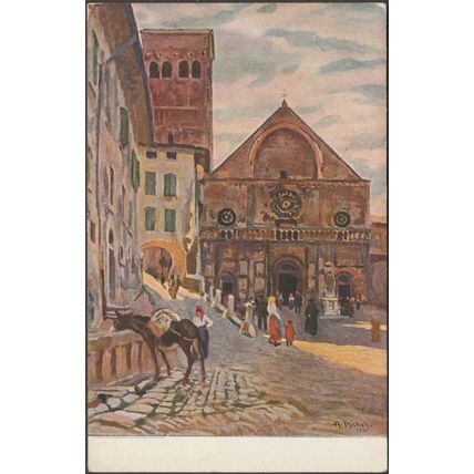 Il Duomo e la Piazza di San Rufino, Assisi, c.1920s - Fratelli Alinari Cartolina