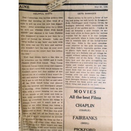 Jonesport Star, May 29, 1930 - Big meeting held to paint town sign; other news