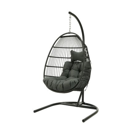 Hanging Hammock Chair with Stand & Cushion – Indoor/Outdoor Swing Egg Chair