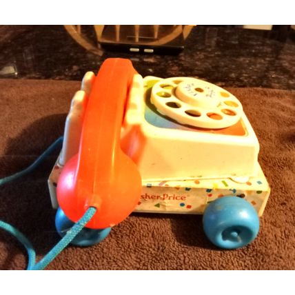 Old Vintage Original Fisher Price Pull Phone # 2063 6 1/2" Long Working 1985
