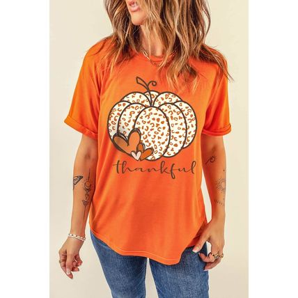 Orange Leopard Pumpkin Graphic Tee