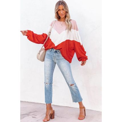 Orange Oversized Chevron Knit Top