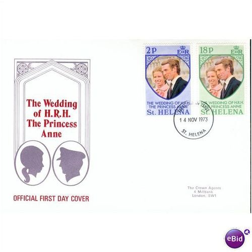 St. Helena FDC 1973 - SG 289-290 - Royal Wedding - Anne & Mark