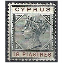 Cyprus 1896 SG48 18pi Greyish-Slate & Brown Mounted Mint ..