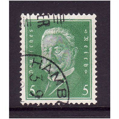GERMANY 1928 SG426 5pf GREEN PRES VON HINDENBURG FINE USED