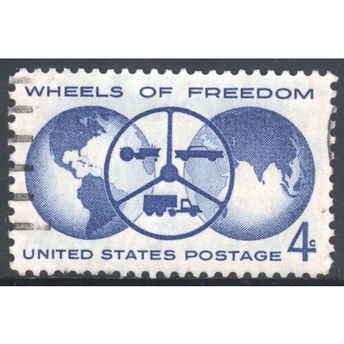 USA 1960 - SG1161 - 4c blue - Steering Wheel, Motor Transport & Globes - used