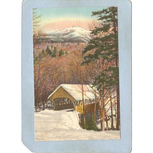 NH Franconia Notch Covered Bridge Postcard Flume Bridge & Mt LIberty World~335