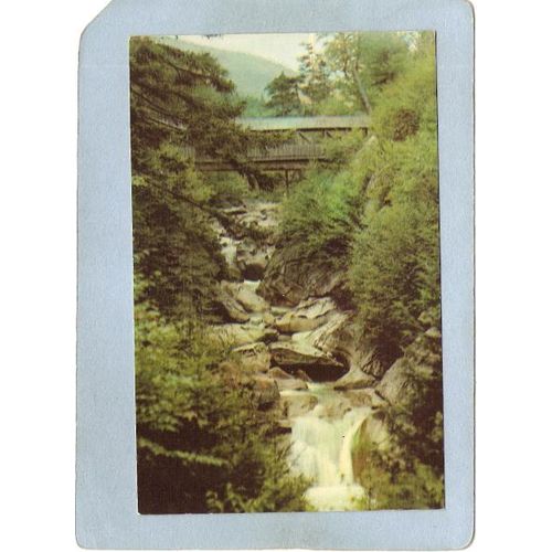 NH Franconia Notch Covered Bridge Postcard Sentinel Pine Bridge & Pool Wor~344