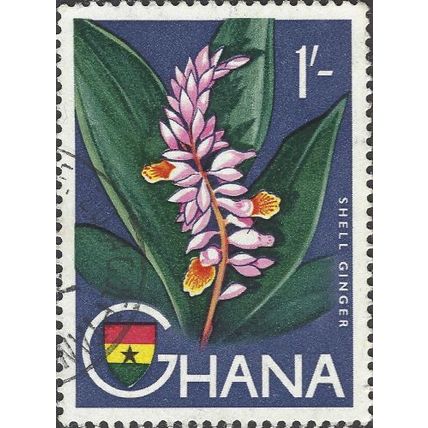 GHANA, FLOWER, Shell ginger, Alpinia zerumbet, blue 1959, 1/-, #5