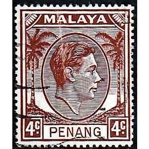 Penang, 1949-52 4c George VI, SG 6 (Scott #6), used