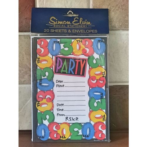 30th Birthday Party Invitations + Guest List - 20Pkt