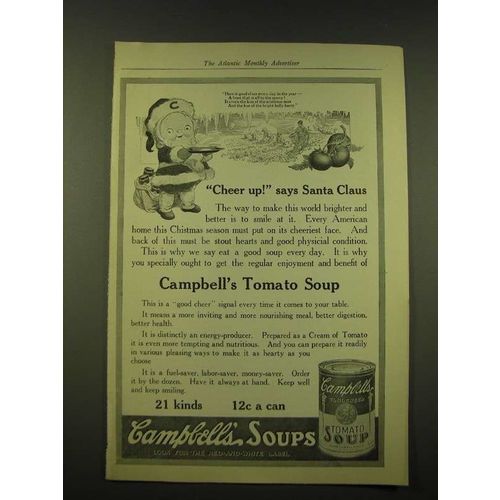 1918 Campbell's Tomato Soup Ad - Cheer up says Santa Claus