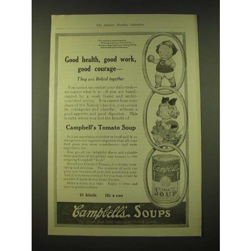 1918 Campbell's Tomato Soup Ad - Good health, good work, good courage