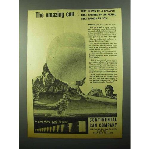 1943 Continental Can Company Ad - Blows Up a Balloon