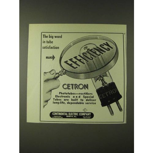 1943 Continental Electric Company Cetron Tubes Ad - The big word