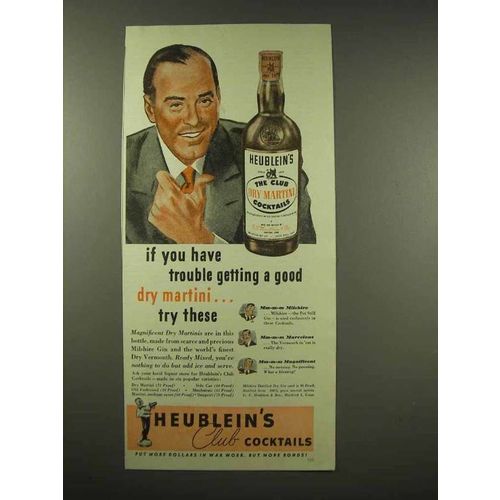 1944 Heublein's Club Cocktails Ad - Good Dry Martini