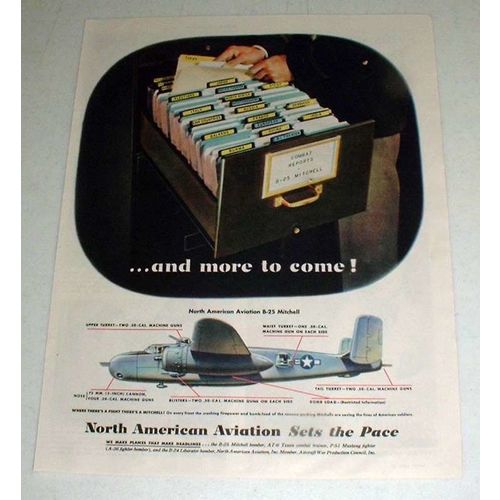 1944 WWII North American Aviation Ad - B-25 Mitchell