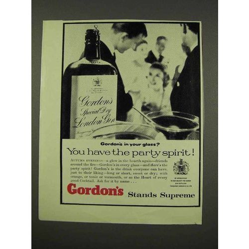 1956 Gordon's Gin Ad - You Have The Party Spirit