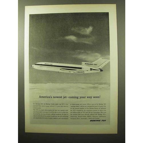 1964 Boeing 727 Jet Ad - America's Newest Jet