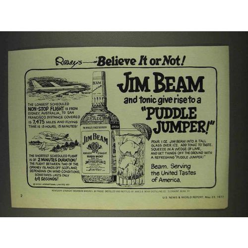 1977 Jim Beam Bourbon Ad - Puddle Jumper
