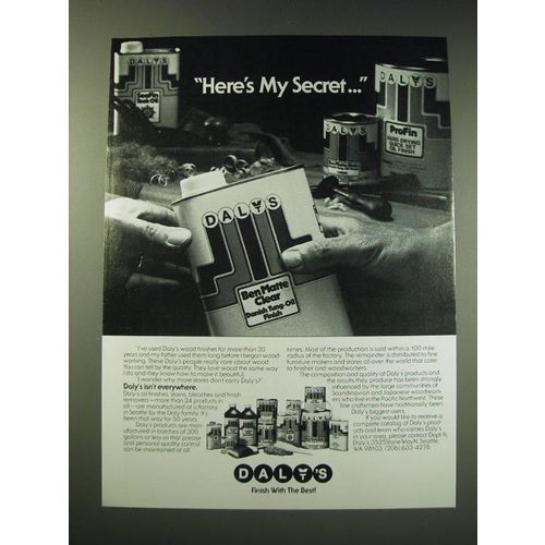 1987 Dalys Oil Finishes Ad - Here's my secret