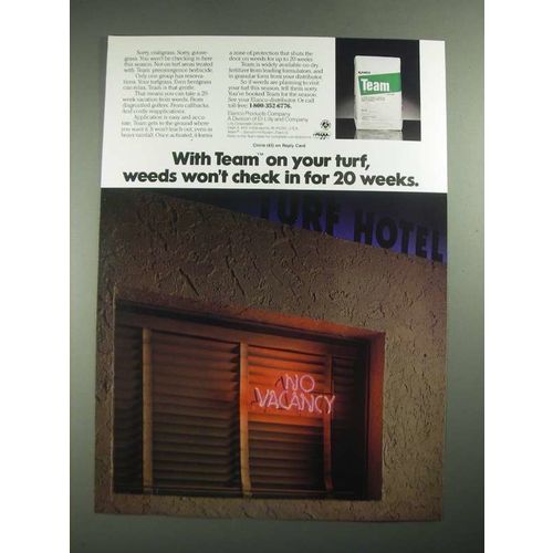 1987 Elanco Team Ad - Weeds Won't Check in For 20 Weeks