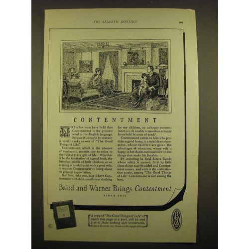 1924 Baird and Warner Ad - Contentment