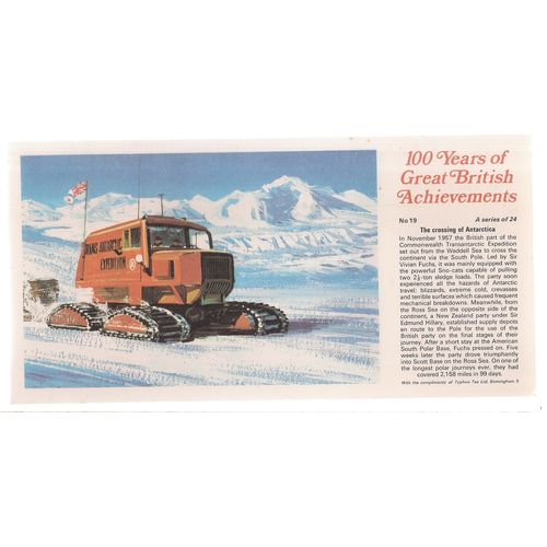 no 19 100 YEARS GREAT BRITISH ACHIEVEMENTS 1972 Typhoo Tea Cards 228 X 114 mm =