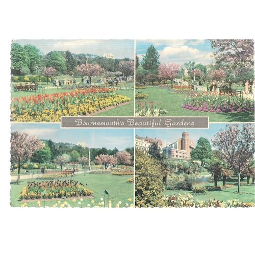 multiview, BOURNEMOUTH GARDENS, DORSET vintage .used postcard 1970 postmark =